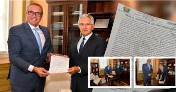 Prefeito de Prainha Gandor Hage formaliza entrega do terreno para construção do novo Fórum da Comarca.